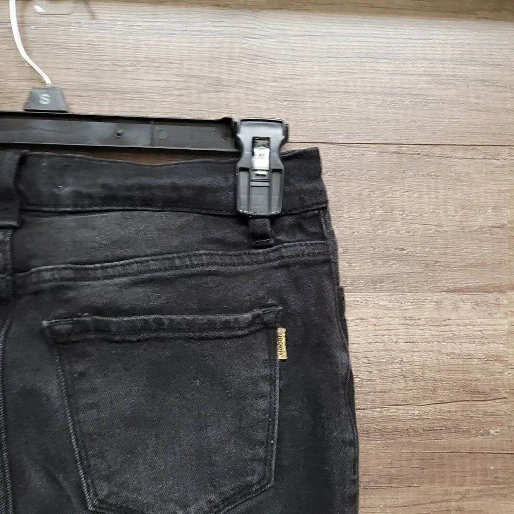 Vibrant Miu Split Leg Vintage Black Bootcut‎ Ripped Jeans Womens Raw Hem 3 / 25